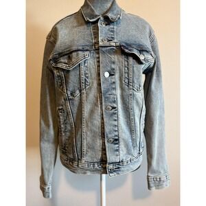 Levis Denim Trucker Jacket Womens Small Blue Jean Classic‎ Button Front Red Tab